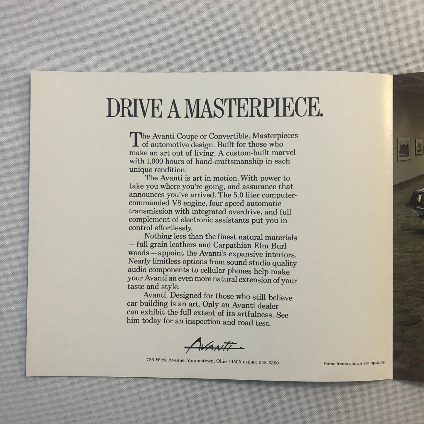 Vintage Avanti Sales Brochure Catalog 1988 Coupe Convertible