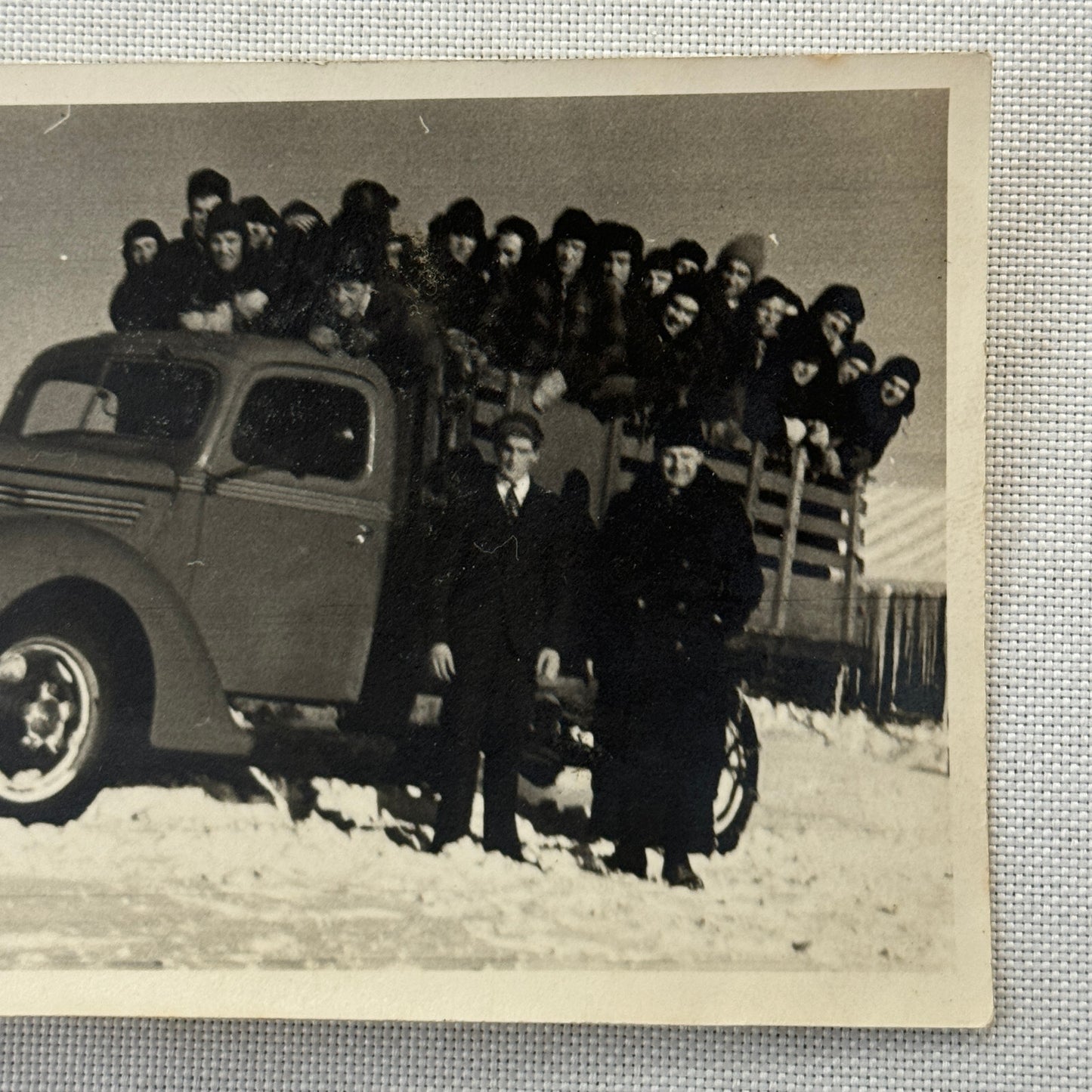 Vintage Photo Photograph People on Truck Quebec Canada