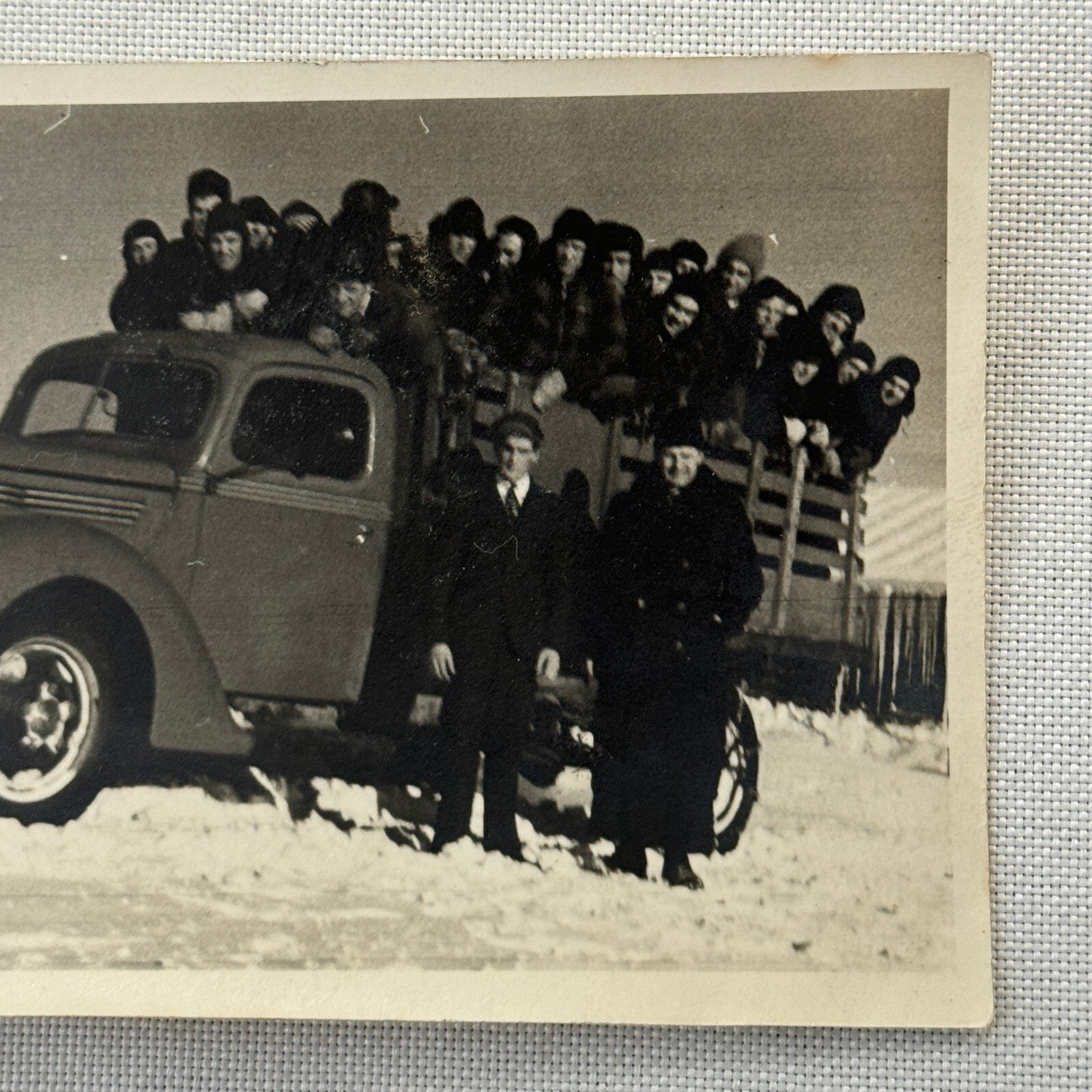 Vintage Photo Photograph People on Truck Quebec Canada