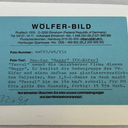 Vintage Dune Buggy Photo Photograph Volkswagen VW Based Terral Sun Car