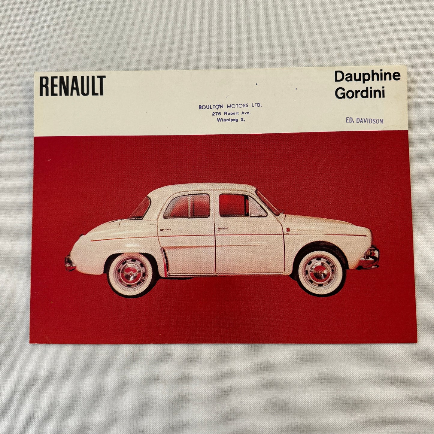 Renault Dauphine and Gordini Car Sales Brochure Catalog Advertising Canadian
