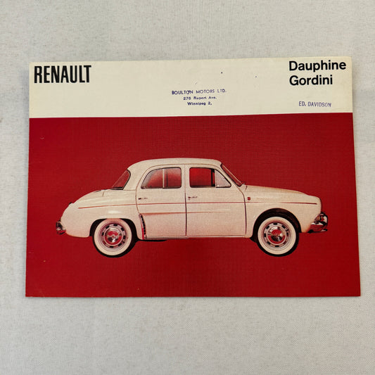 Renault Dauphine and Gordini Car Sales Brochure Catalog Advertising Canadian