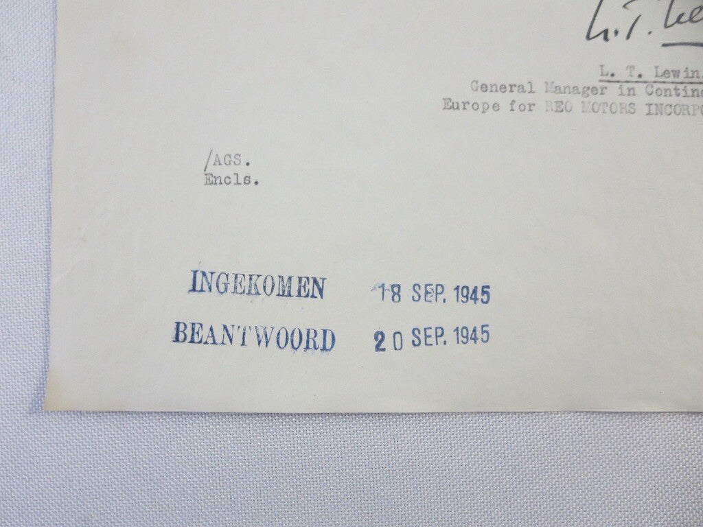 1945 REO Motors Inc Correspondence Letter Letterhead REO Truck Bus Model 19 20 