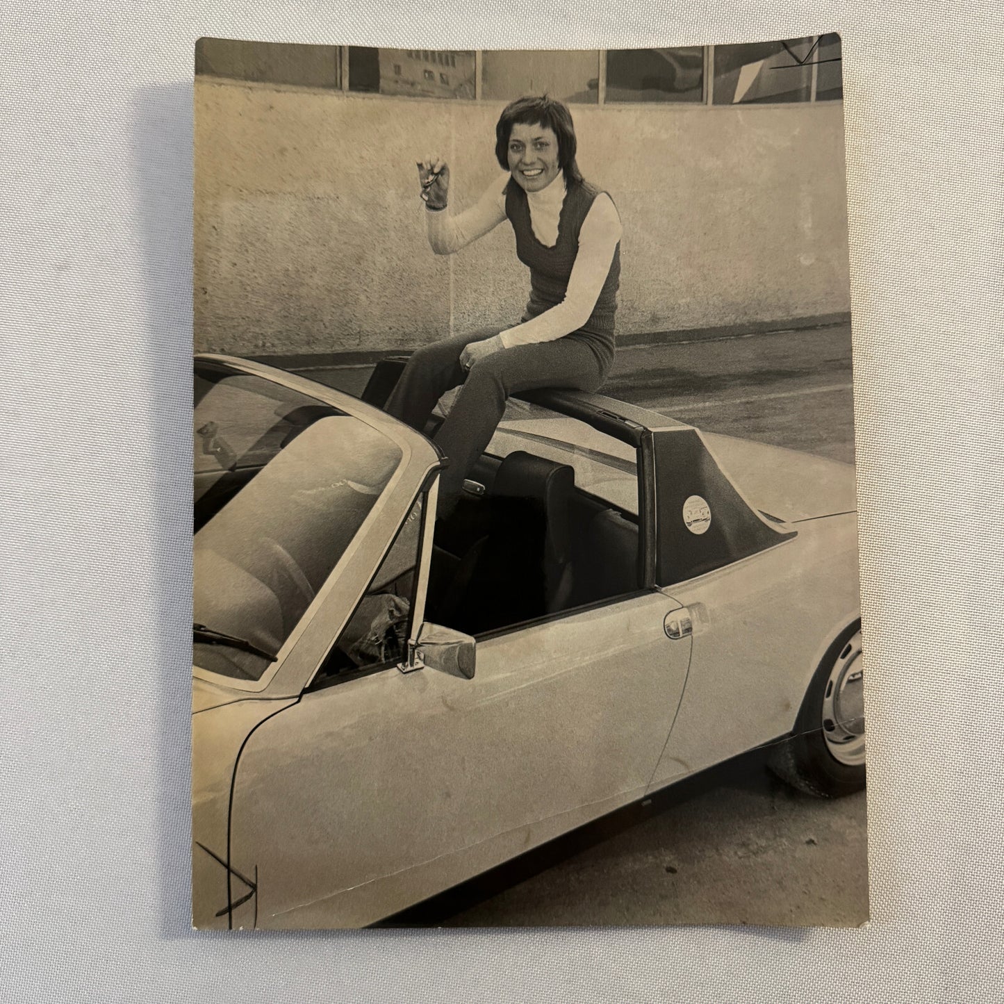 Vintage Photo Photograph Woman with Porsche 914 Car
