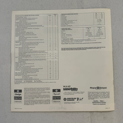1988 Chrysler Dynasty Car Sales Brochure Catalog Advertising