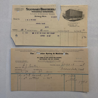 Antique Document Receipt Invoice Lot Farm Equipment Hardware Buggy Furniture 25+