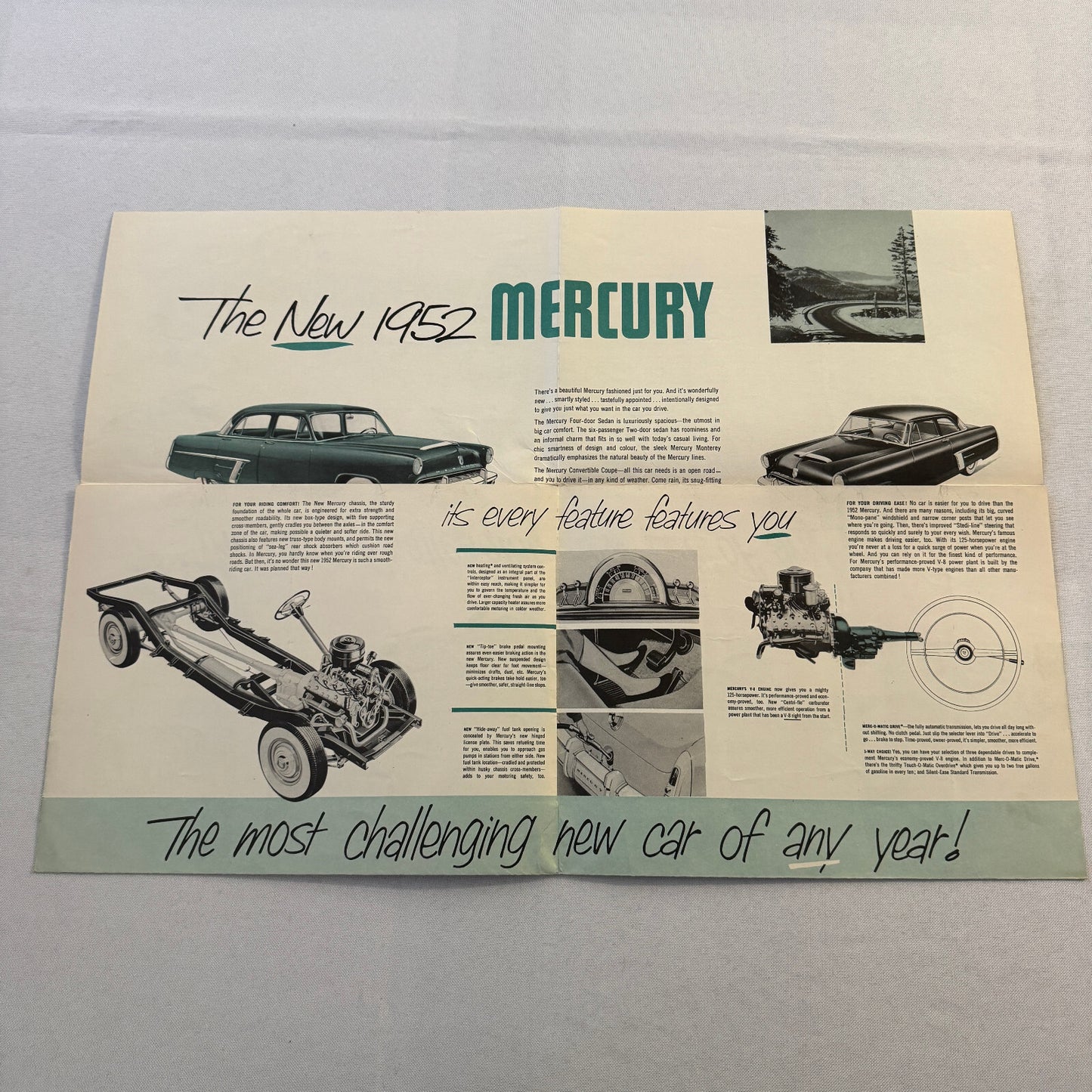 1952 Mercury Car Sales Brochure Catalog Mercury Monterey Convertible Coupe