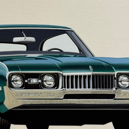Oldsmobile Cutlass Car Illustration Art Drawing Hand Drawn Robert Preis Vintage