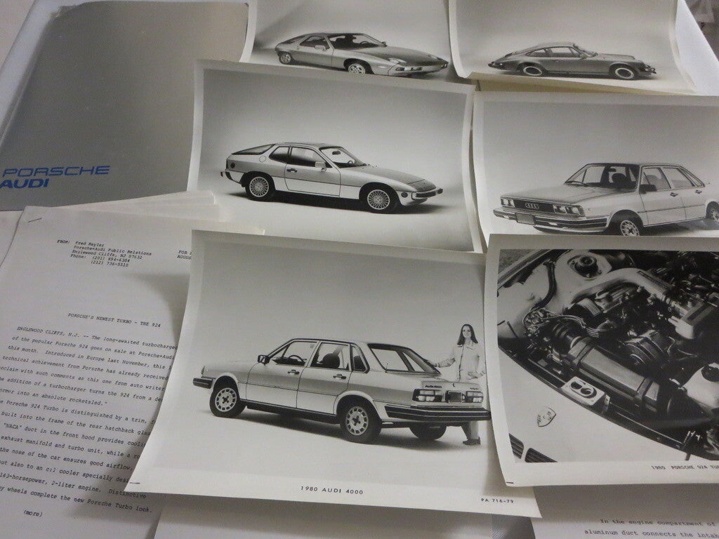 1980 Porsche & Audi Press Kit Brochure w/ Photos 911 928 924 Turbo 4000 5000 +