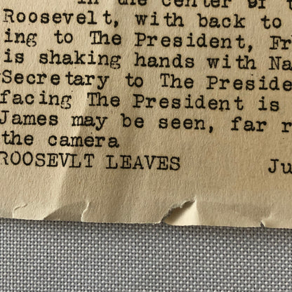 Press Photo Photograph President Franklin Roosevelt Leaves on Vacation 1934