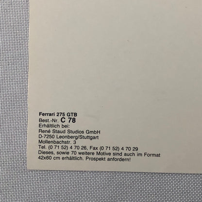 Ferrari 275 GTB Rene Staud Postcard Post Card Ferrari 275GTB