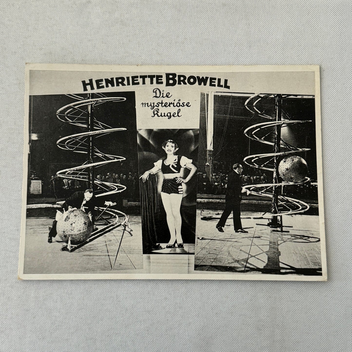 Vintage Circus Danger Act Postcard Post Card Henriette Browell in Ball