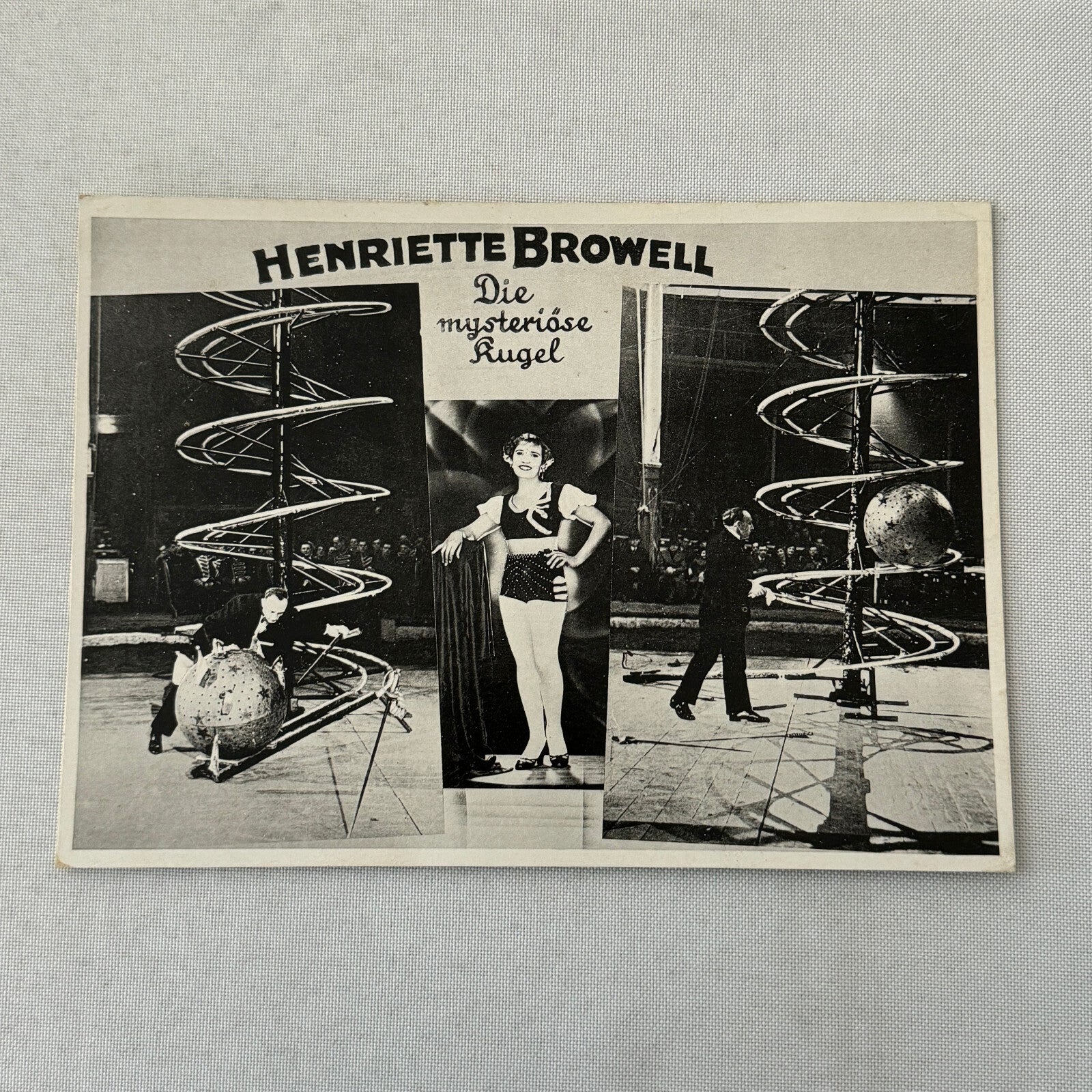 Vintage Circus Danger Act Postcard Post Card Henriette Browell in Ball