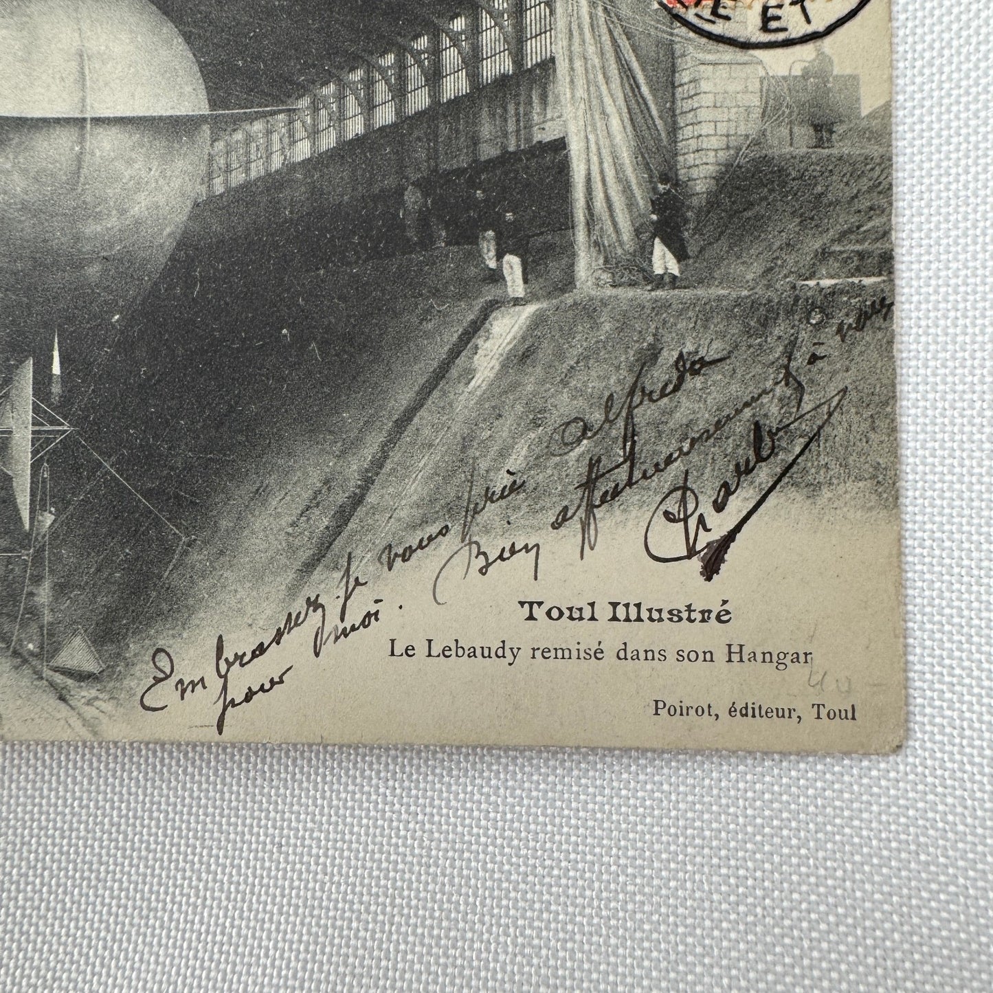 Vintage Zeppelin Airship Dirigible Postcard French Le Lebaudy in Hangar 1907