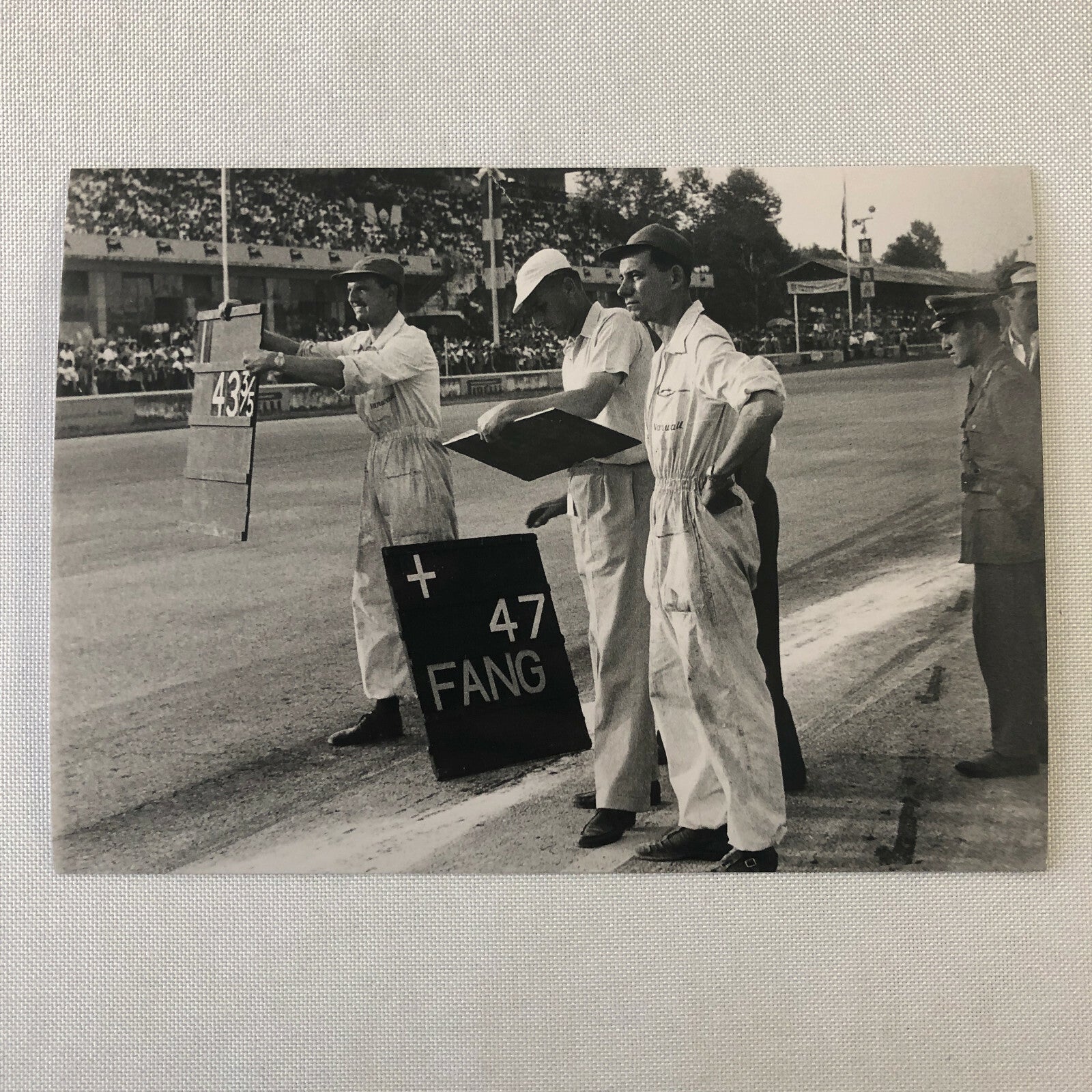 Vintage 1957 Italian Grand Prix Racing Photo Photograph Print - Track Crew
