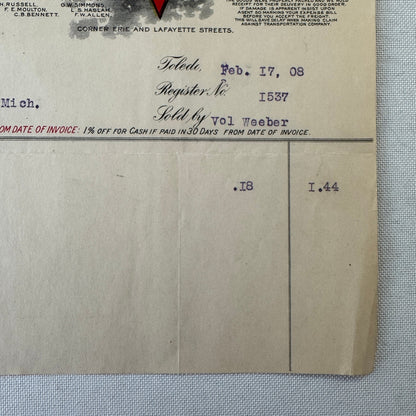 Standart Simmons Hardware Keen Kutter Receipt Letterhead Document 1908 Antique