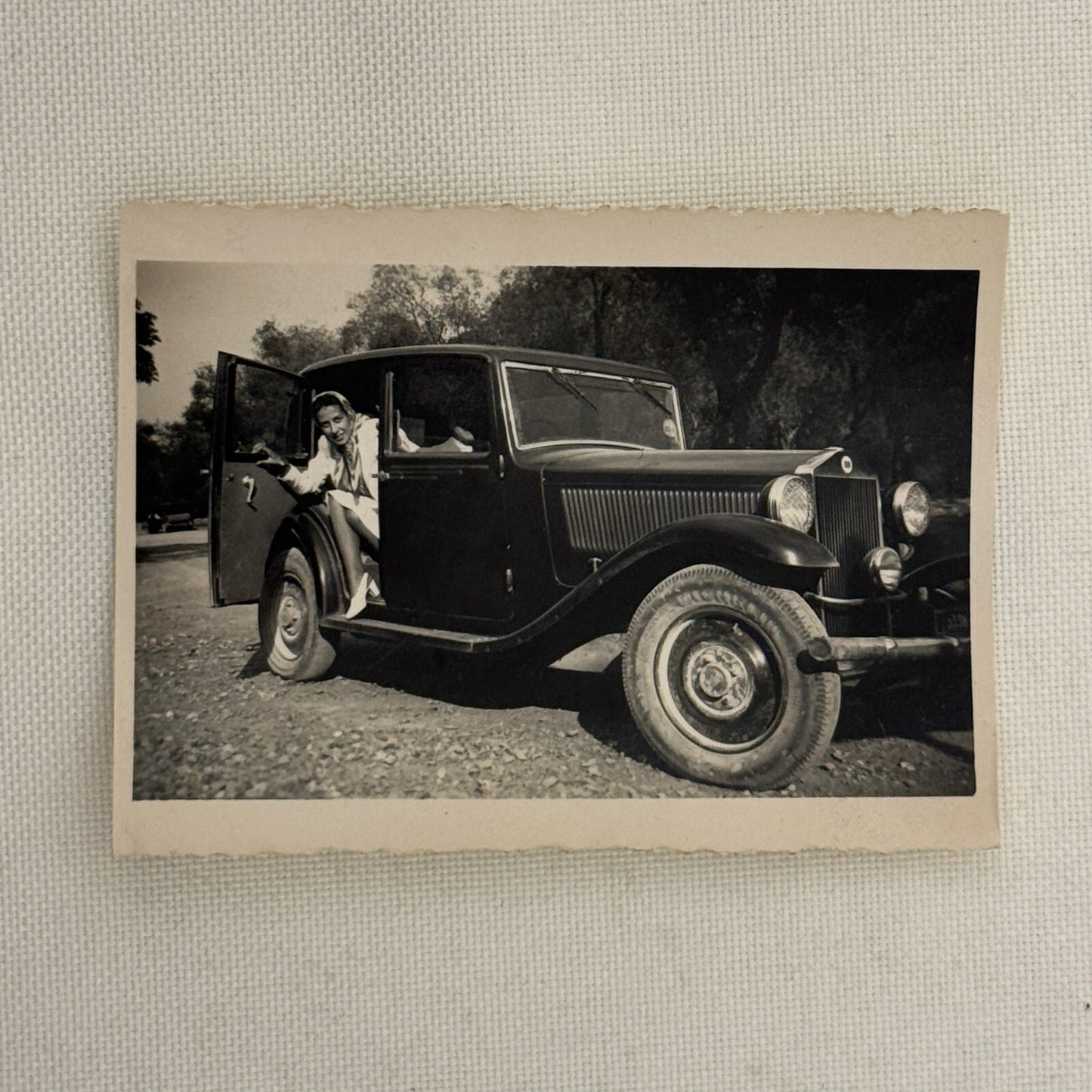 Vintage Photo Photograph Print Woman in Early Automobile Car Antique