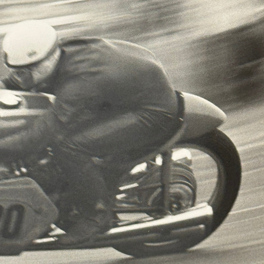 Vintage Motorcycle Racing Photo Photograph Print Unidentified Bike Rider