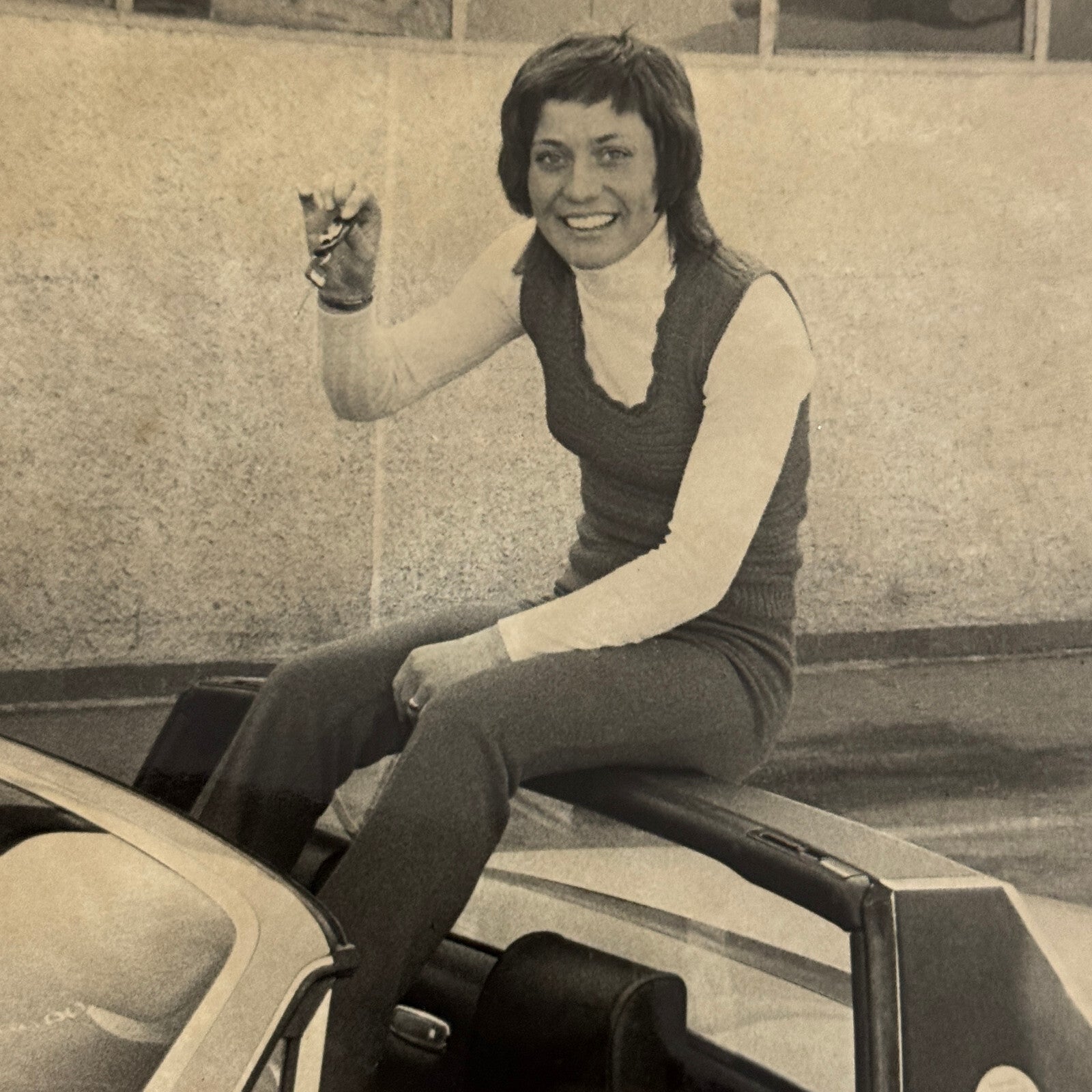 Vintage Photo Photograph Woman with Porsche 914 Car