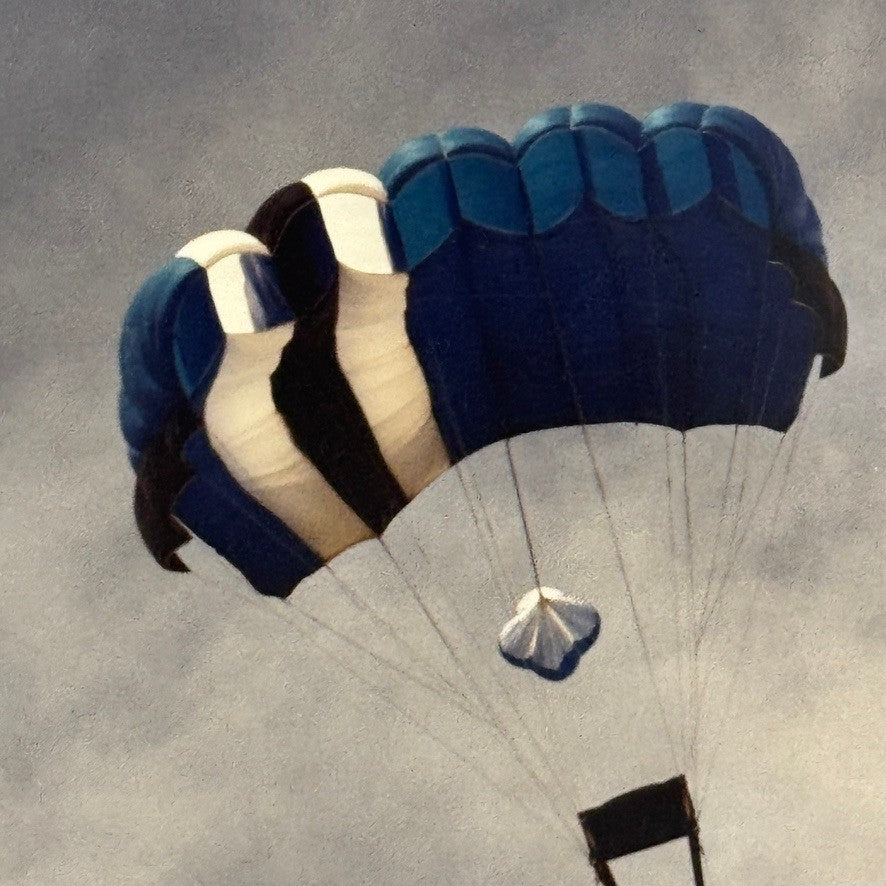 Vintage Skydiving Parachute Photo Large Format Aviation Photograph 1970s-80s