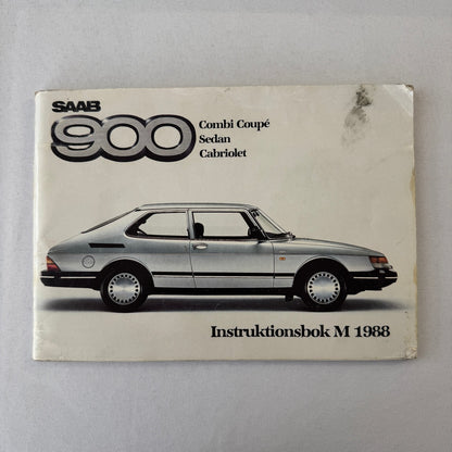 1988 Saab 900 Owners Manual Book Pouch Sedan Convertible Vintage Car SWEDISH