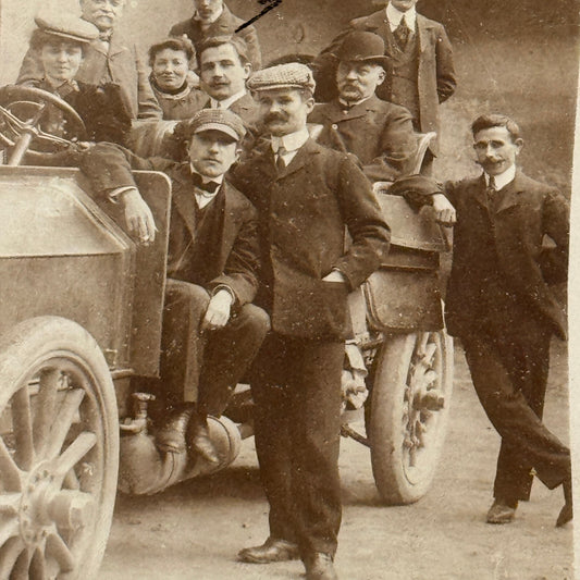 Antique Car Automobile Men Italian Real Photo Postcard RPPC Photograph