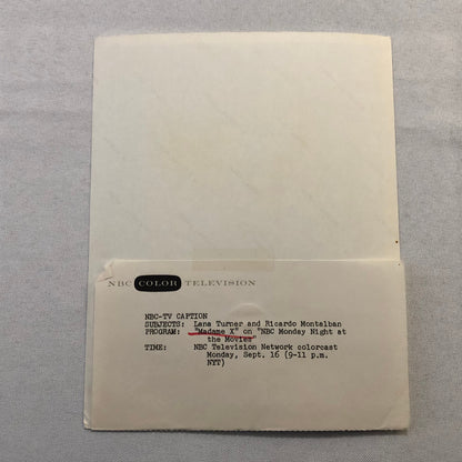 Lana Turner Ricardo Montalban Madame X Movie Film Photo Photograph NBC TV