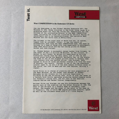 McLaren F1 West Competition Racing Press Kit Brochure Photo 35MM Slide +