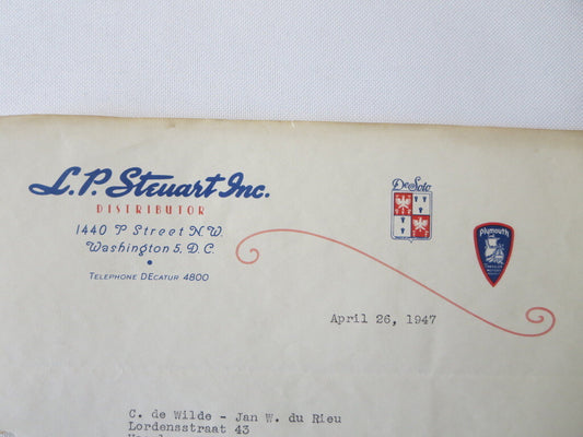 1947 L.P. Steuart Inc Desoto Plymouth Dealership Letter Letterhead Washington DC
