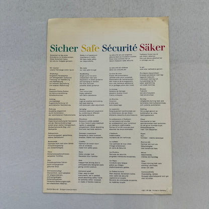 Mercedes Benz Safety Feature Sales Brochure Catalog Advertising European Market