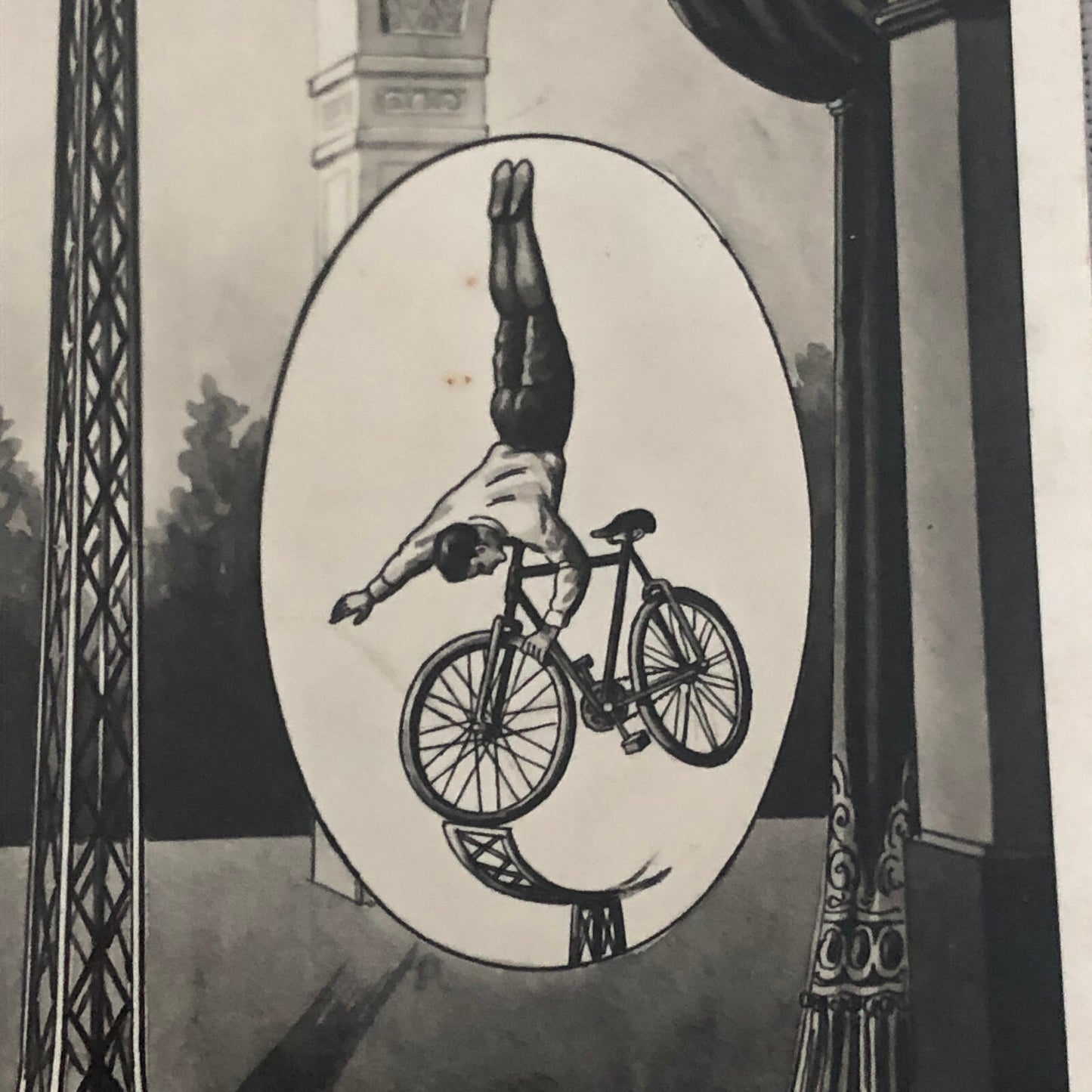 Vintage Circus Balancing Act Bicycle Bike Postcard Post Card