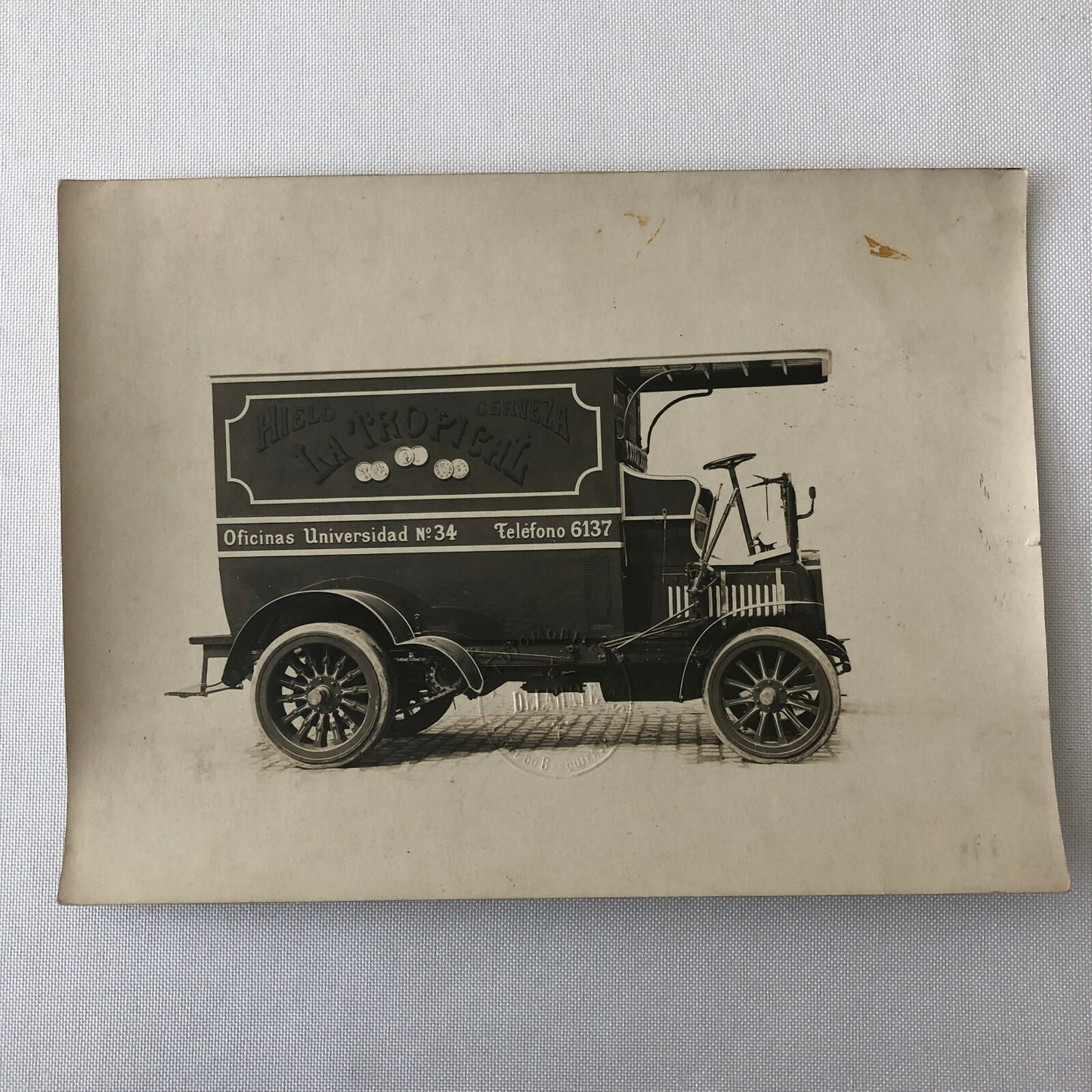 Antique Delahaye Truck Van Photo Photograph Company Embossed Cerveza Beer