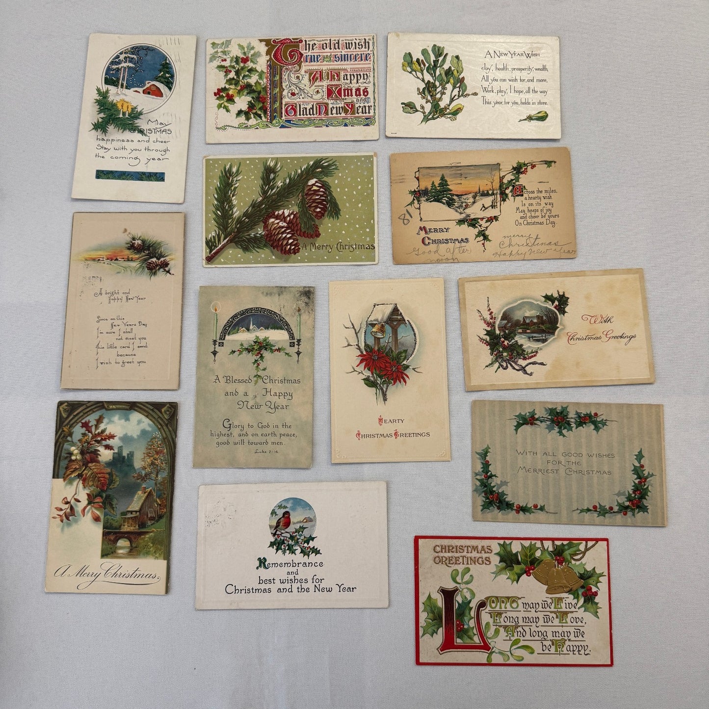 Antique Christmas & New Years Postcard Collection Lot Birds Flowers Xmas 100+