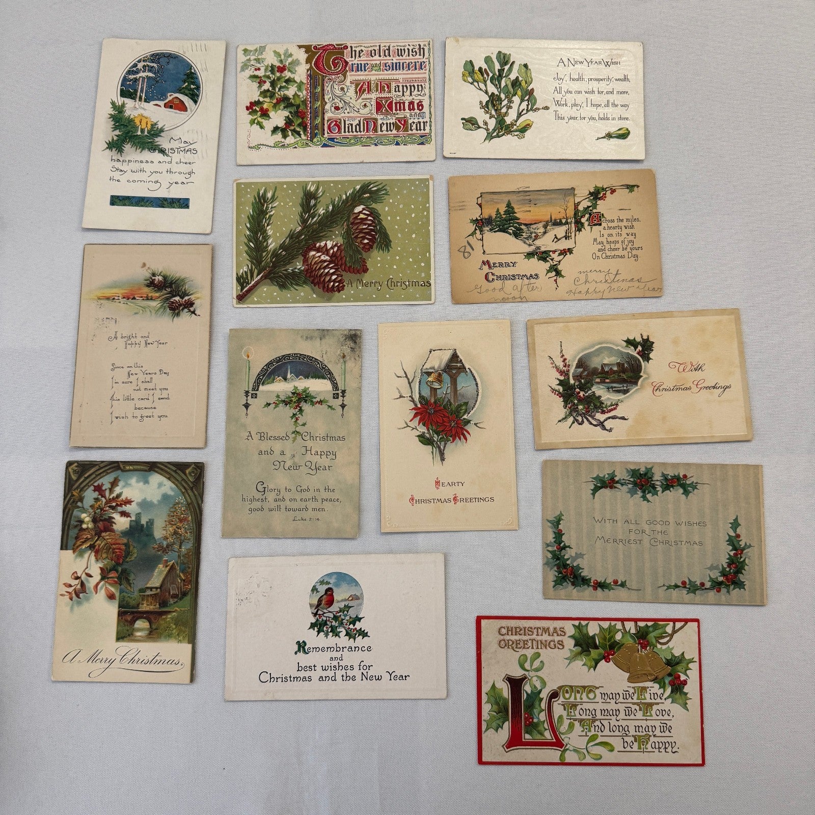Antique Christmas & New Years Postcard Collection Lot Birds Flowers Xmas 100+