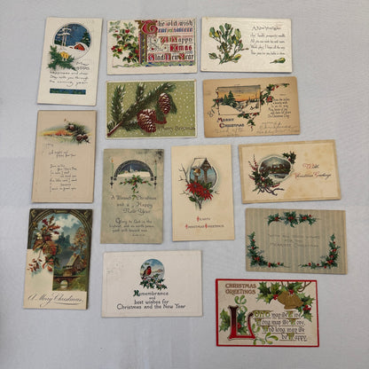 Antique Christmas & New Years Postcard Collection Lot Birds Flowers Xmas 100+