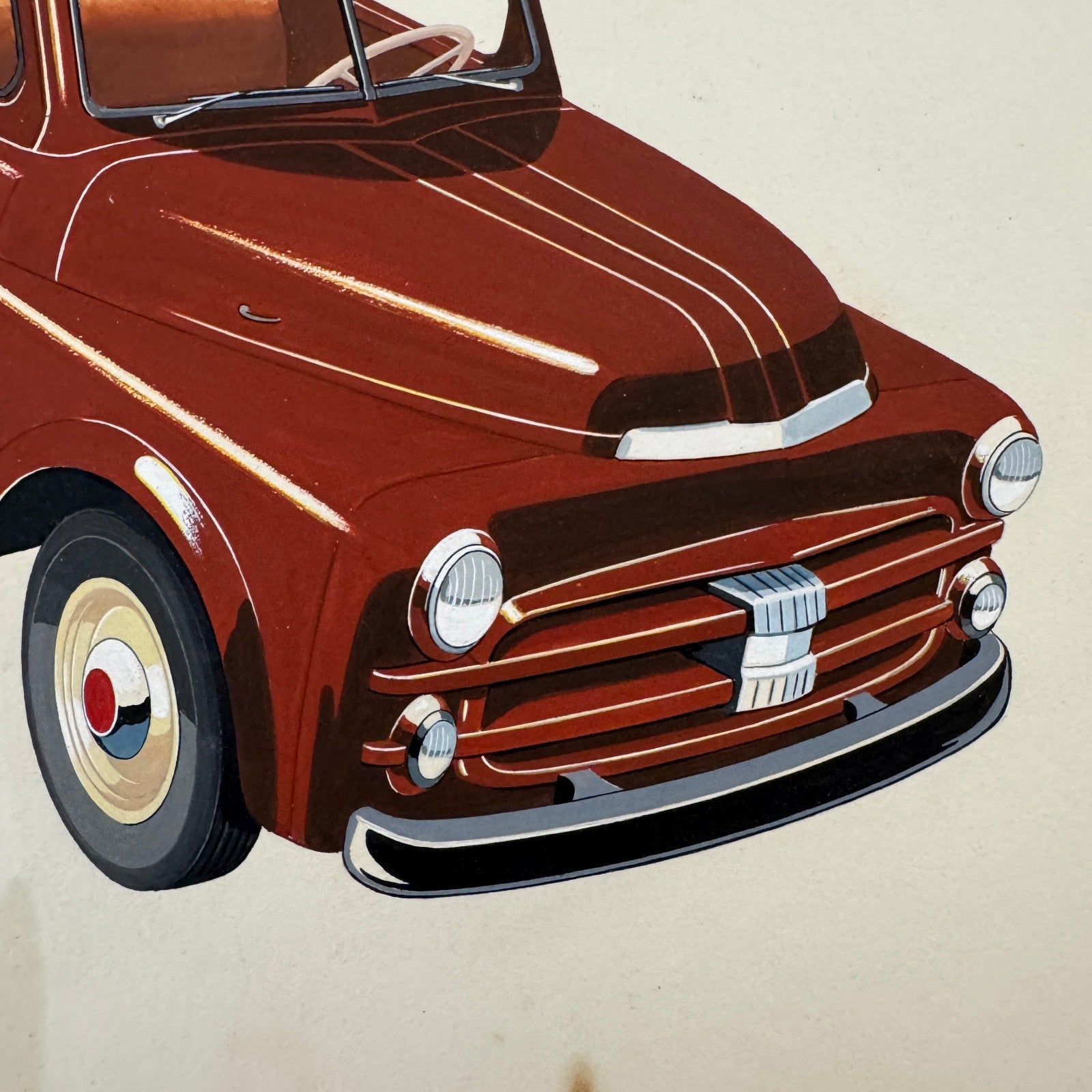 Vintage Pickup Truck Concept Car Design Sketch Rendering Illustration Original