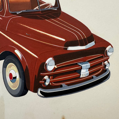Vintage Pickup Truck Concept Car Design Sketch Rendering Illustration Original