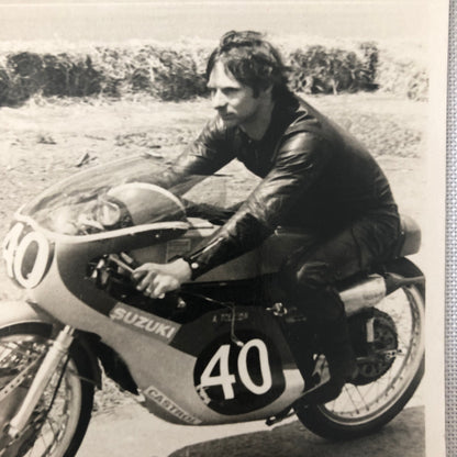 Vintage Motorcycle Racing Photo photograph Rider Suzuki Bike
