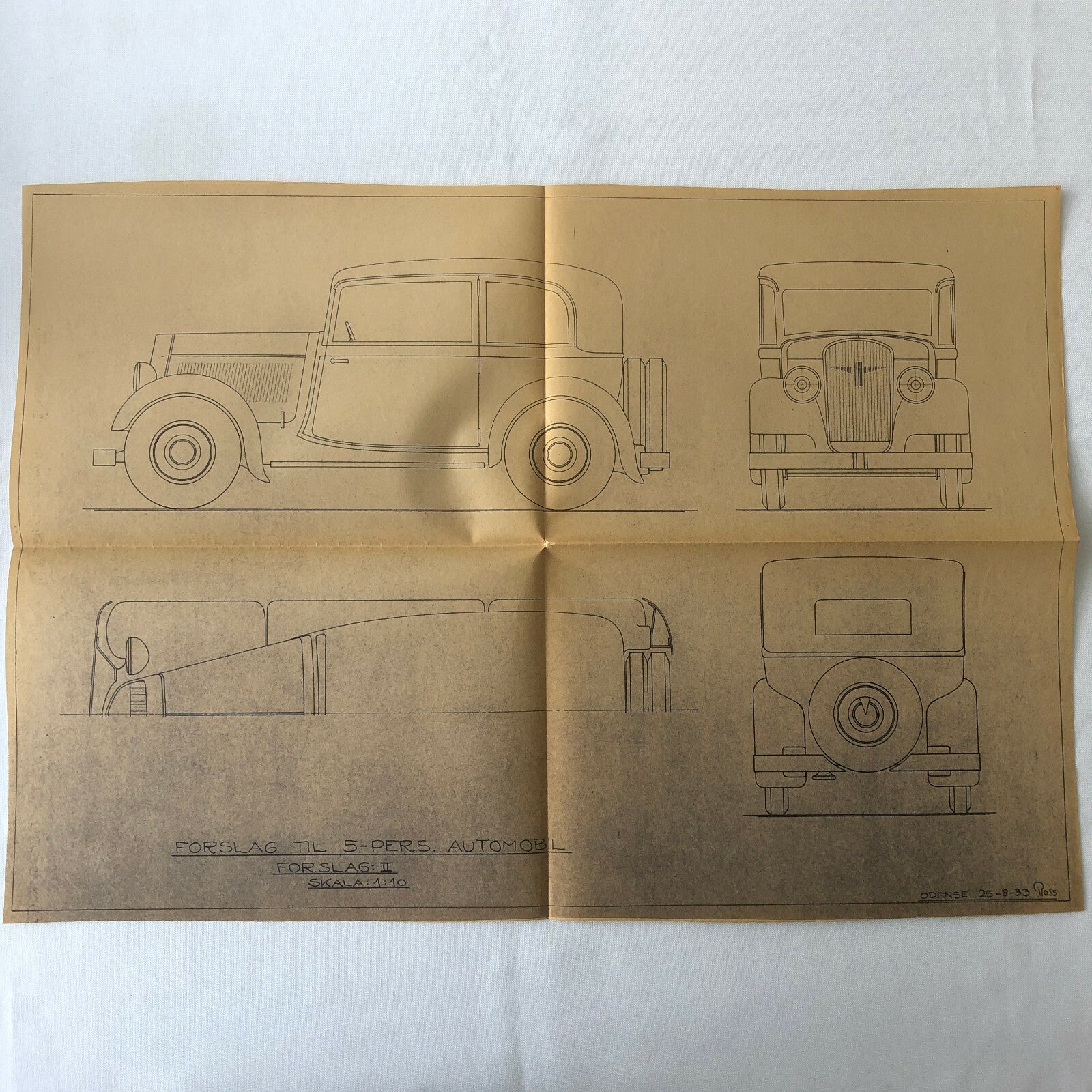 1933 Coachbuilder Car Design Blueprint Rendering Blue Print Coupe Body Style 