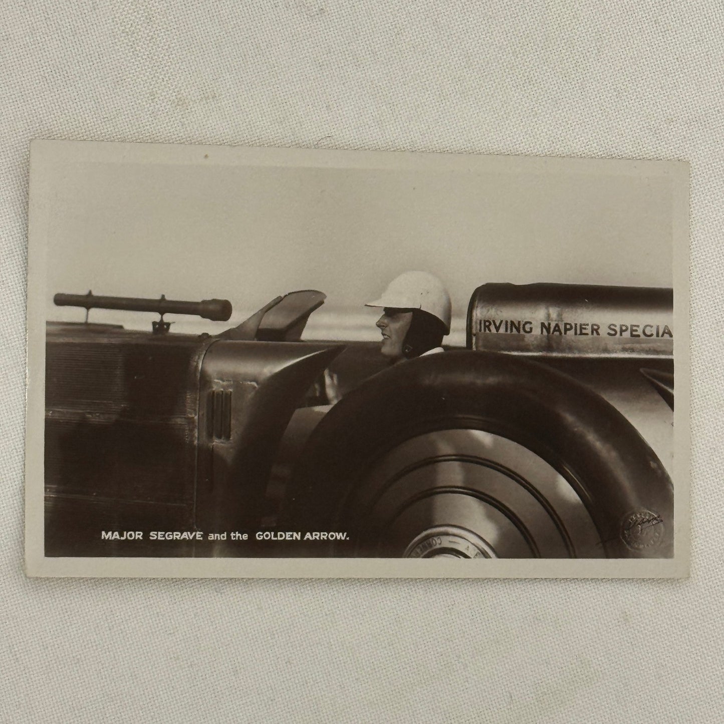 Vintage Land Speed Postcard Major Seagrave Golden Arrow Irving Napier Special