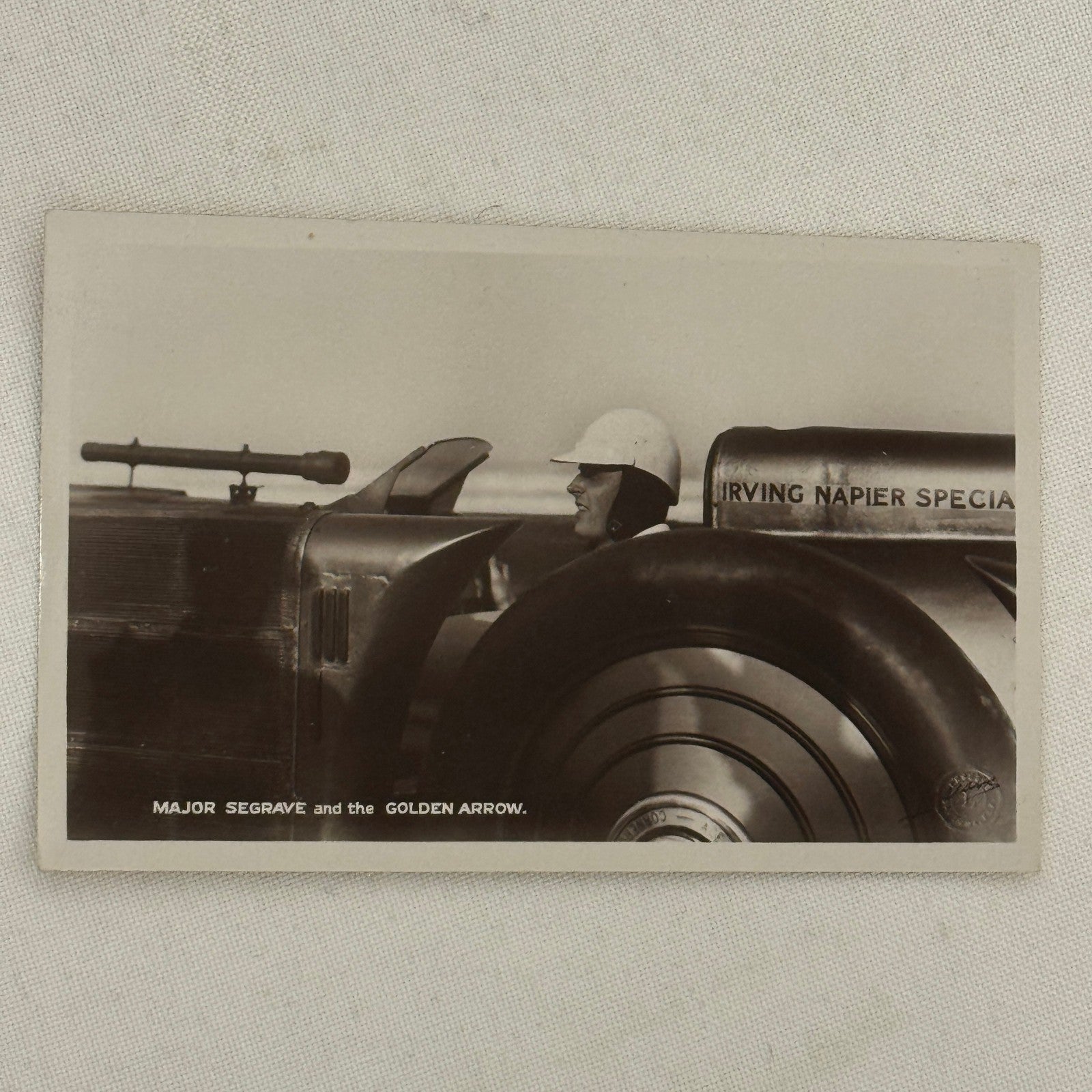 Vintage Land Speed Postcard Major Seagrave Golden Arrow Irving Napier Special