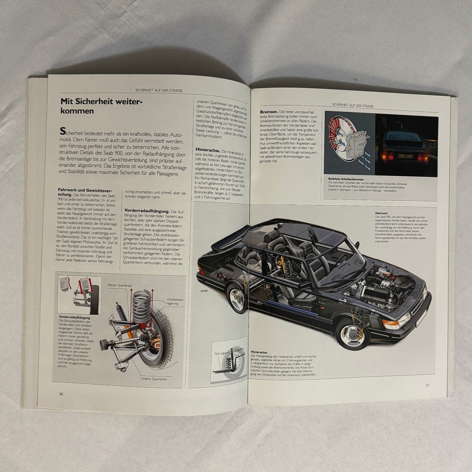 Vintage Saab 900 Car Sales Brochure Catalog 900 Cabriolet 900 Turbo 16S GERMAN