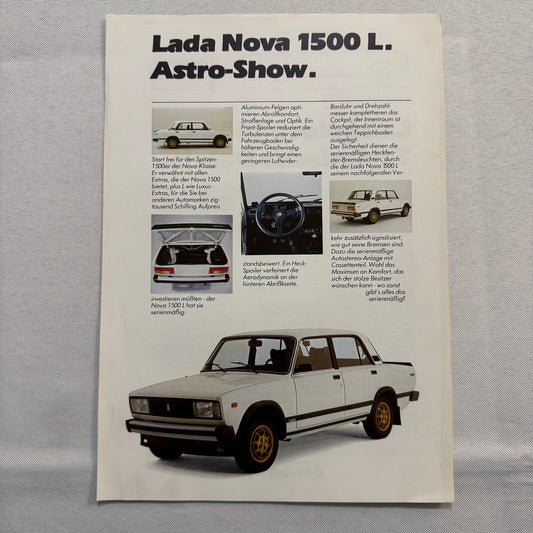 Lada Nova 1500 L Car Sales Brochure Catalog Advertising Vintage German Text