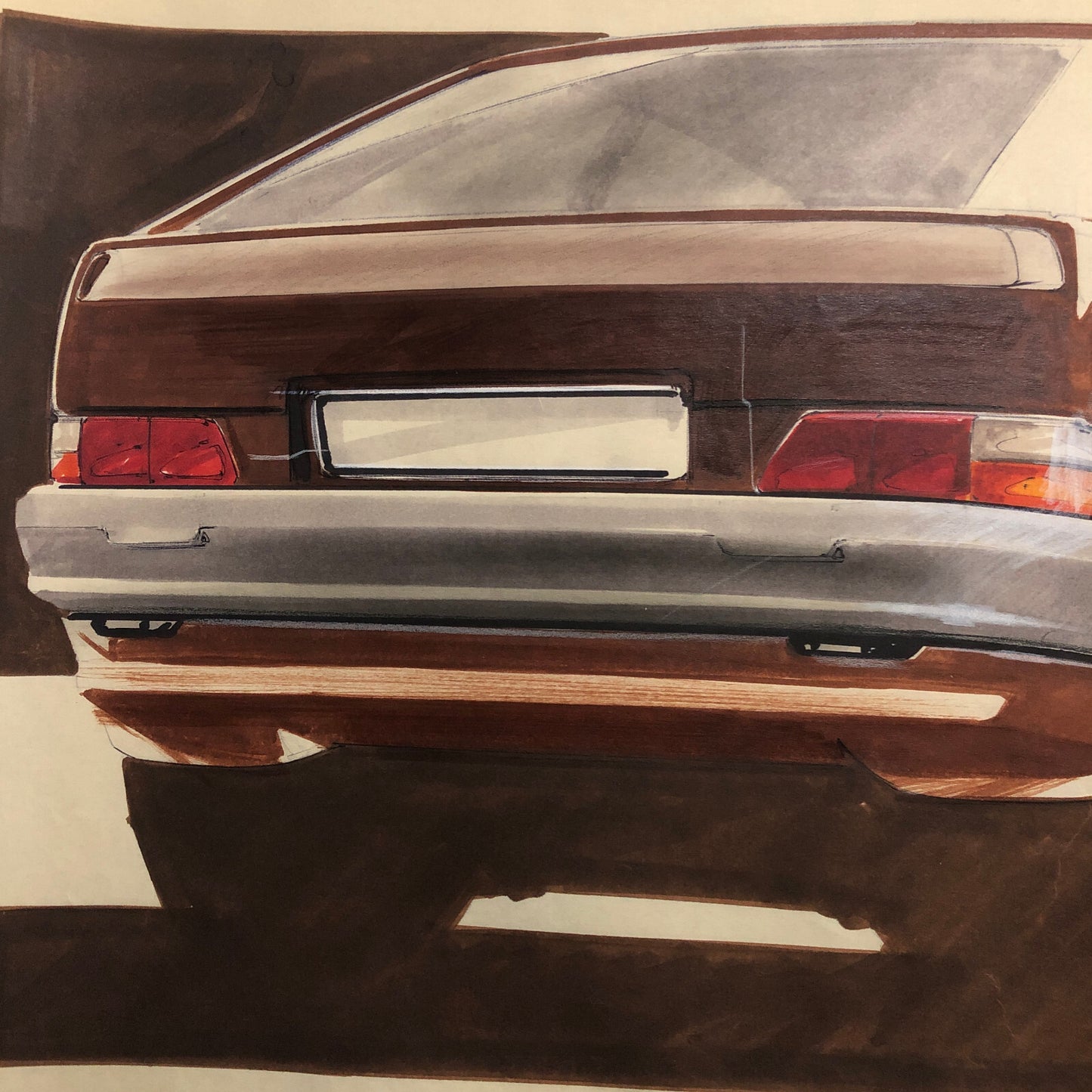 Styling Concept Car Illustration Art Drawing Sketch Vintage Luc LANDUYT 1984