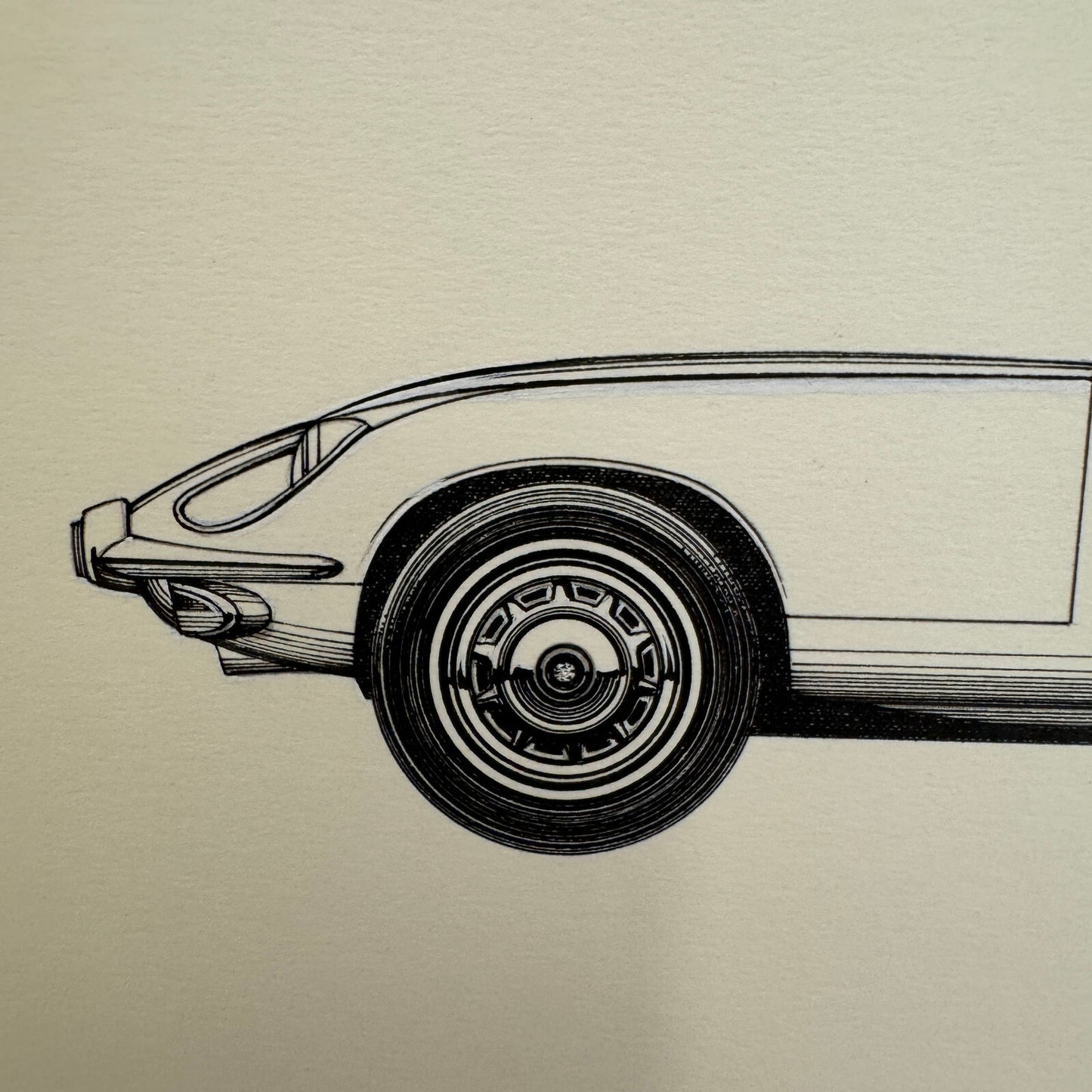 Jaguar E-Type Roadster Automobile Illustration Art Drawing Hand Drawn E Type