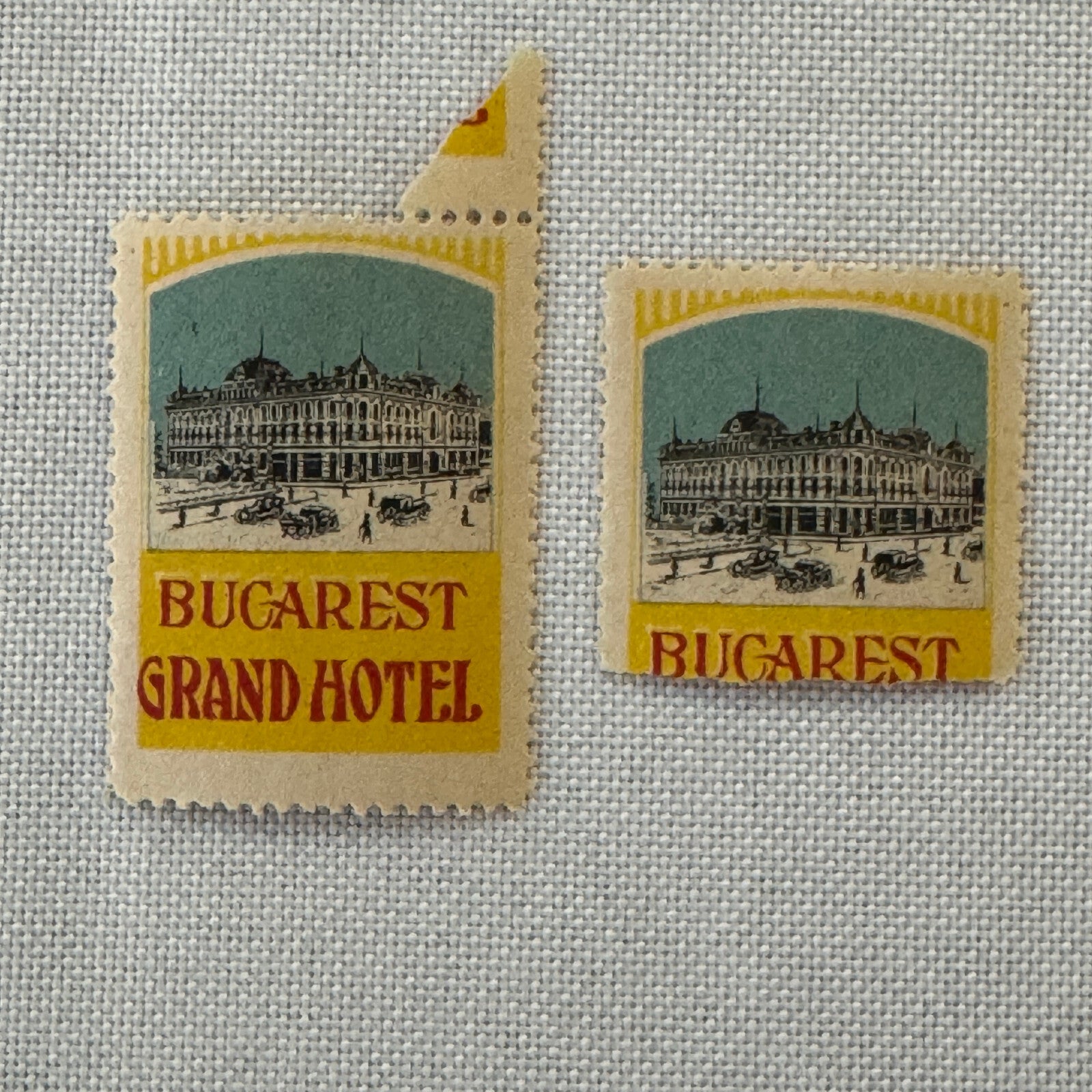 Vintage Bucharest Grand Hotel Stamp Label