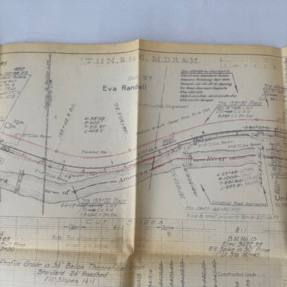 1931 California Highway Dept “As Built” Road Plan Map Blueprint T11N R14E MDB&M