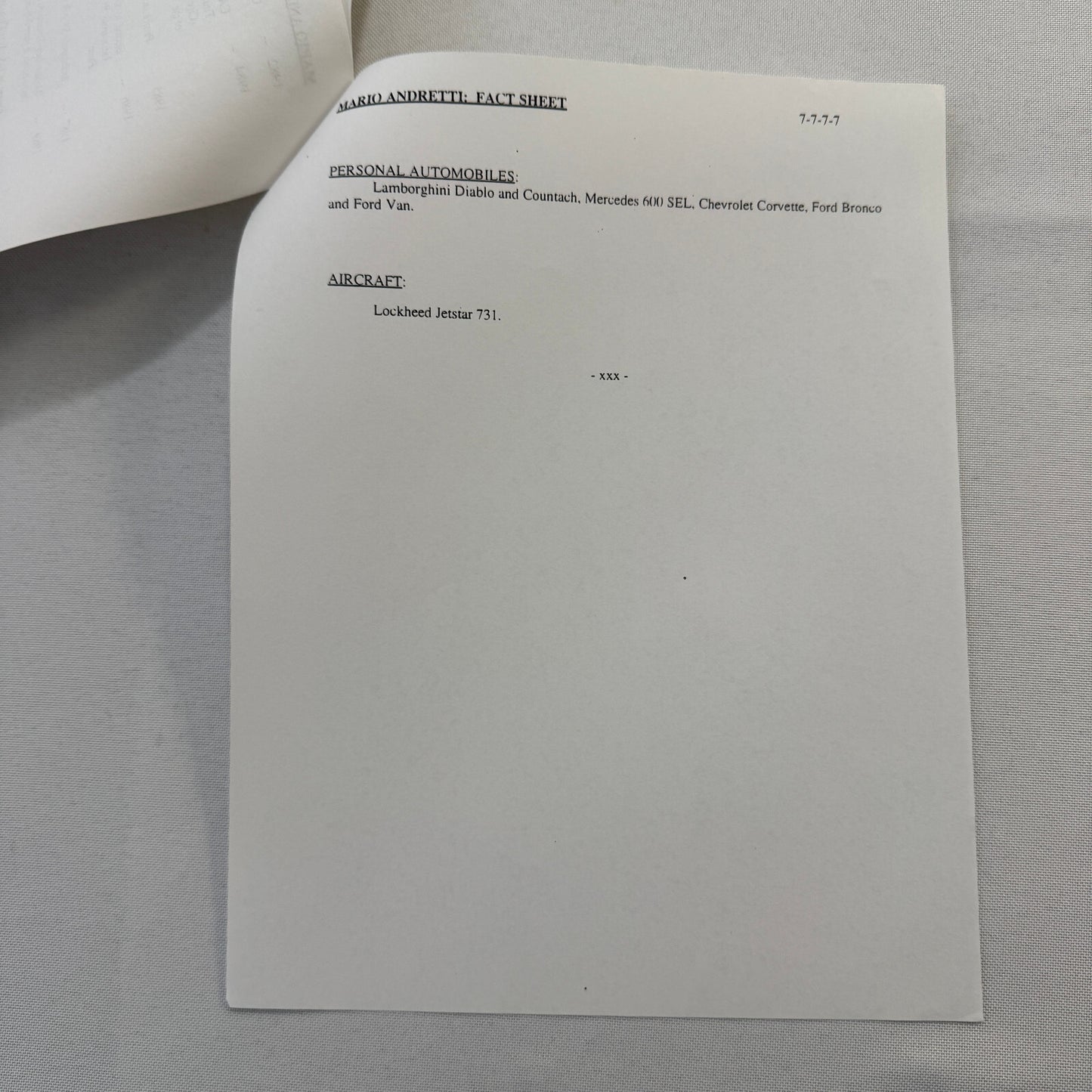 Mario Andretti 1993 PPG Indy Press Release Lot 2x KMart Texaco Havoline Racing