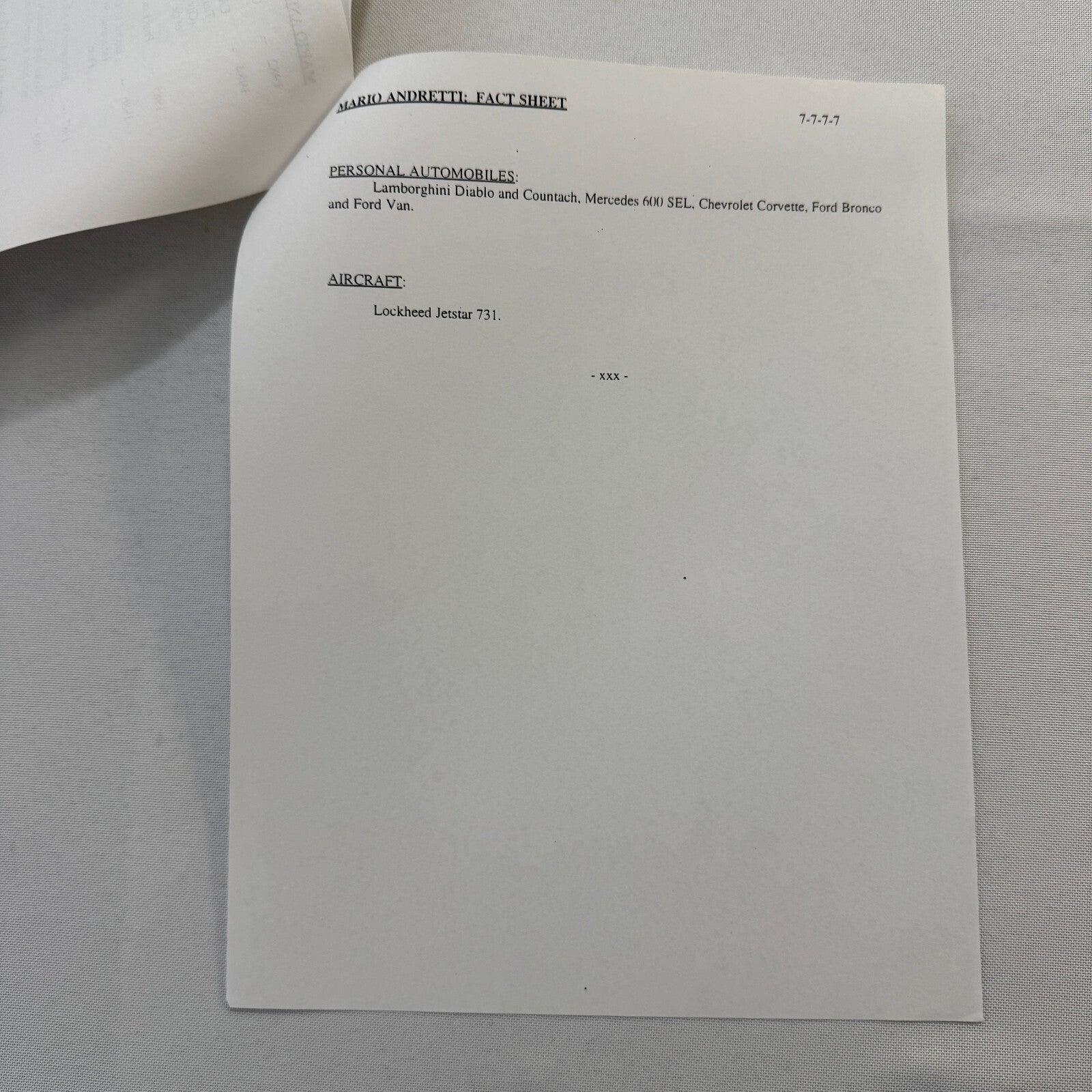 Mario Andretti 1993 PPG Indy Press Release Lot 2x KMart Texaco Havoline Racing