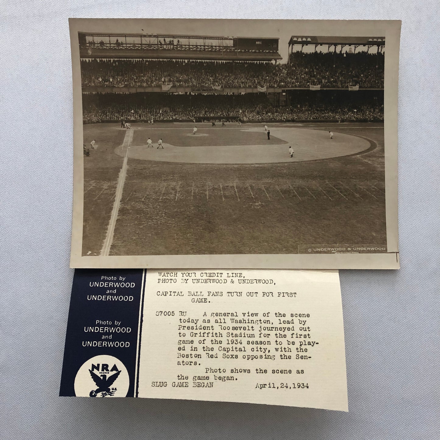 Press Photo Photograph Baseball Washington Senators vs Boston Red Sox 1934